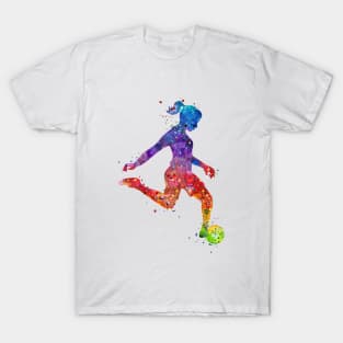 Soccer Girl Player Colorful Watercolor Sports Gifts T-Shirt